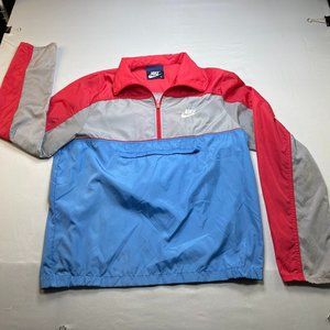 Vintage Nike 80’s Windbreaker Jacket Blue Tag Packable Bag tri-color SMALL